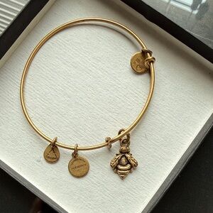 Alex and Ani Gold Charm Bracelet with Bee Pendant